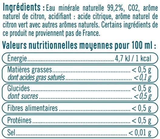 U Eau petillante saveur citron/citron vert sans sucres packshot