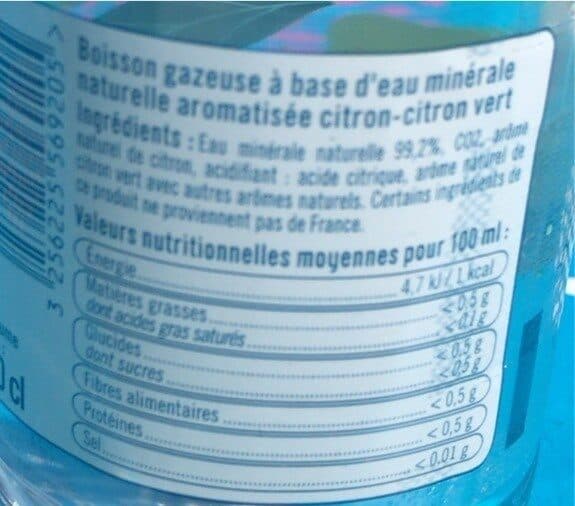 U Eau petillante saveur citron/citron vert sans sucres packshot