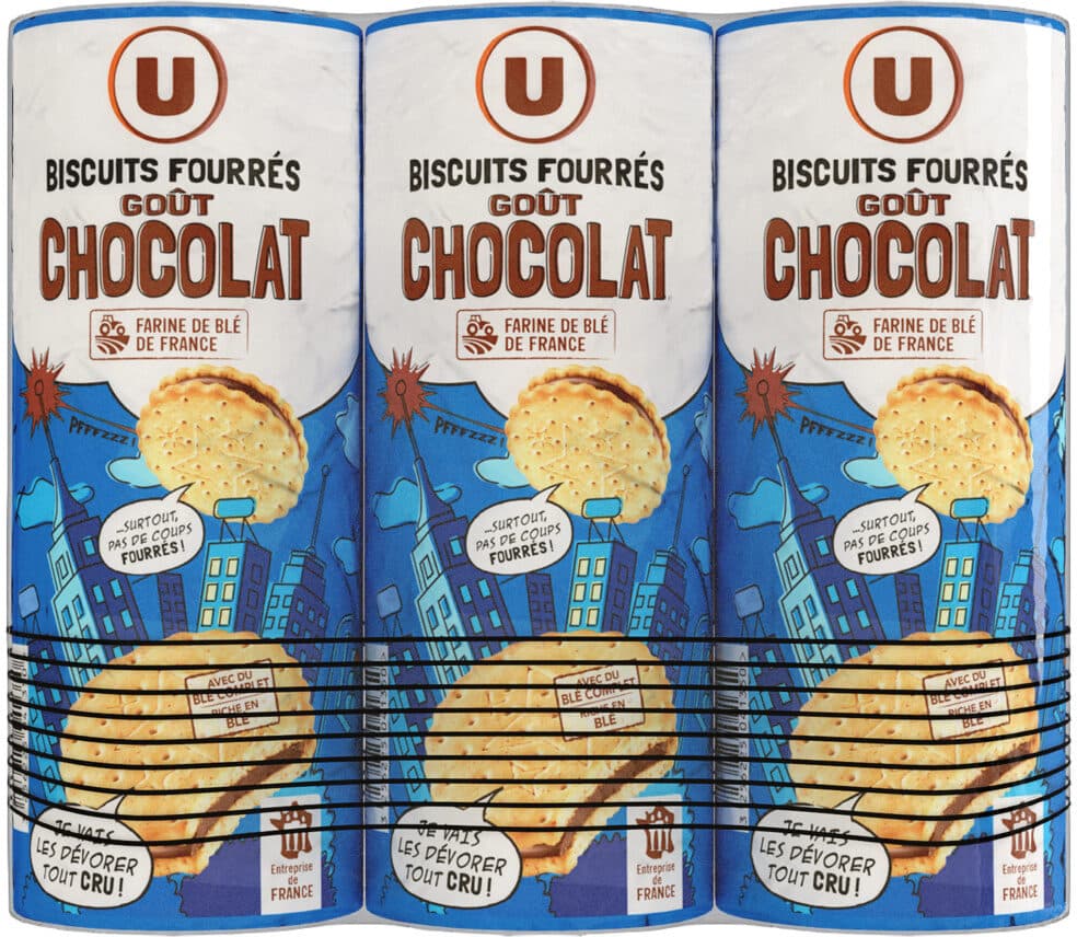 U Gâteaux Goûters ronds fourrés goût chocolat x15, 3x300g, 900g packshot