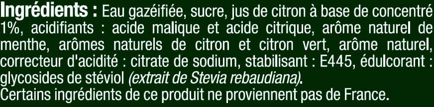 U Boisson gazéifiée citron, citron vert et menthe avec sucre et édulcorant, 1,5L packshot