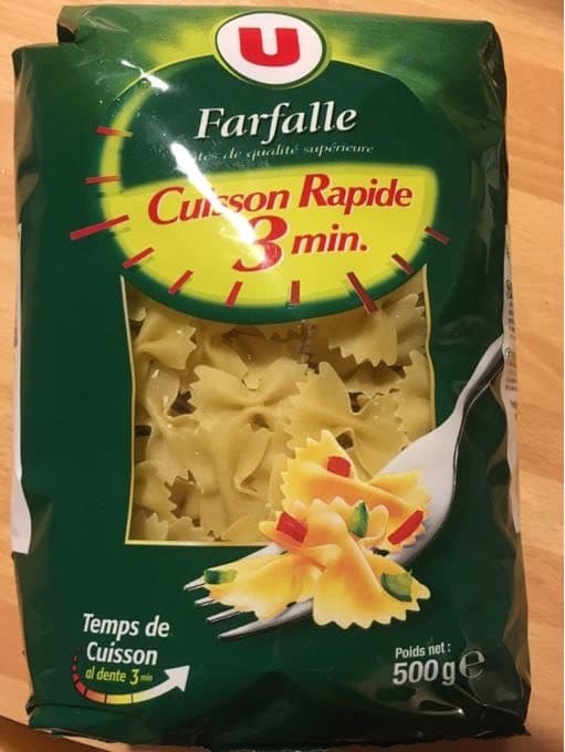 U Pâtes Farfalles cuisson rapide 500g packshot