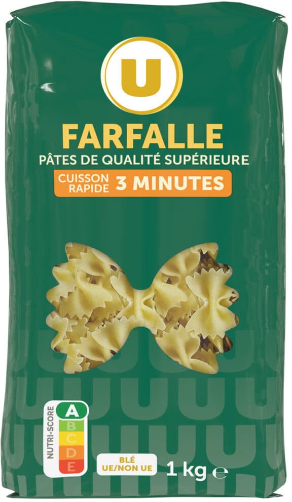 U Pâtes Farfalles cuisson rapide 1kg packshot