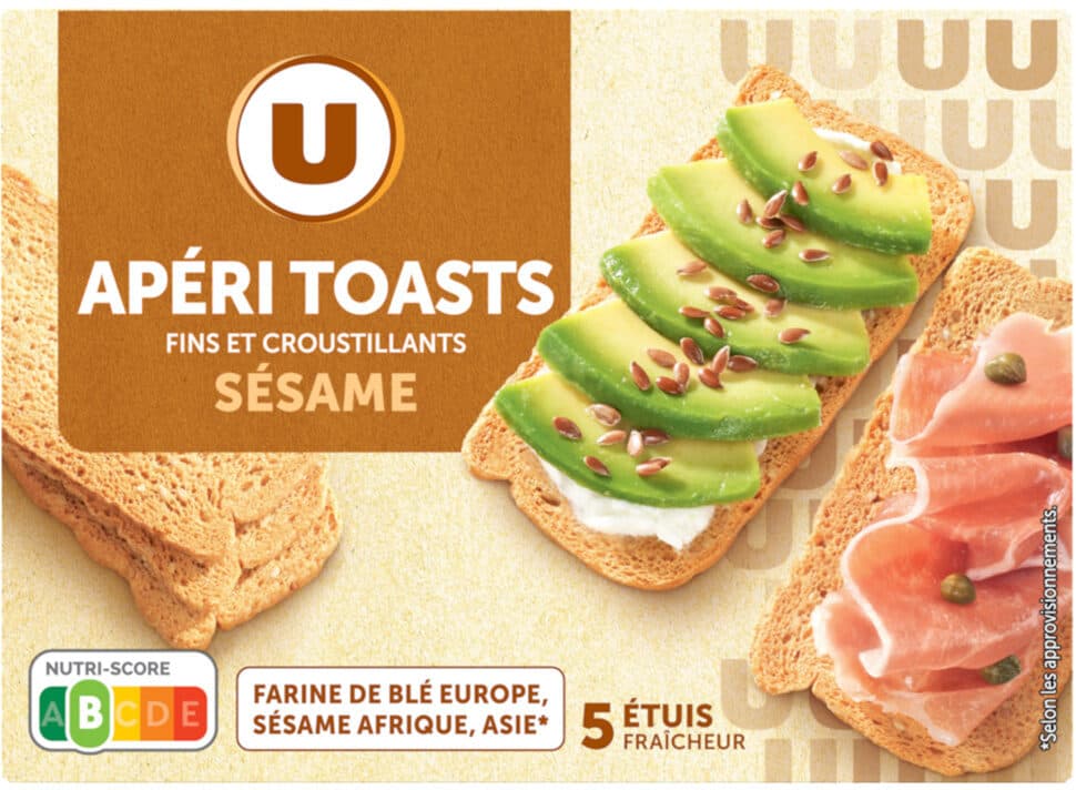 U Biscuits apéritifs Apéri toast sésame 100g packshot