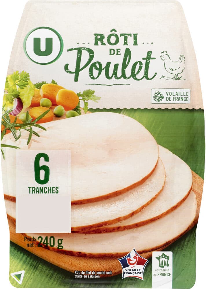 U Rôti de Poulet - x6 tranches, 240g packshot