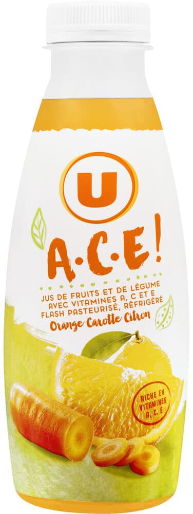 U Jus de fruits et de légumes vitamines A C E flash pasteurisé packshot