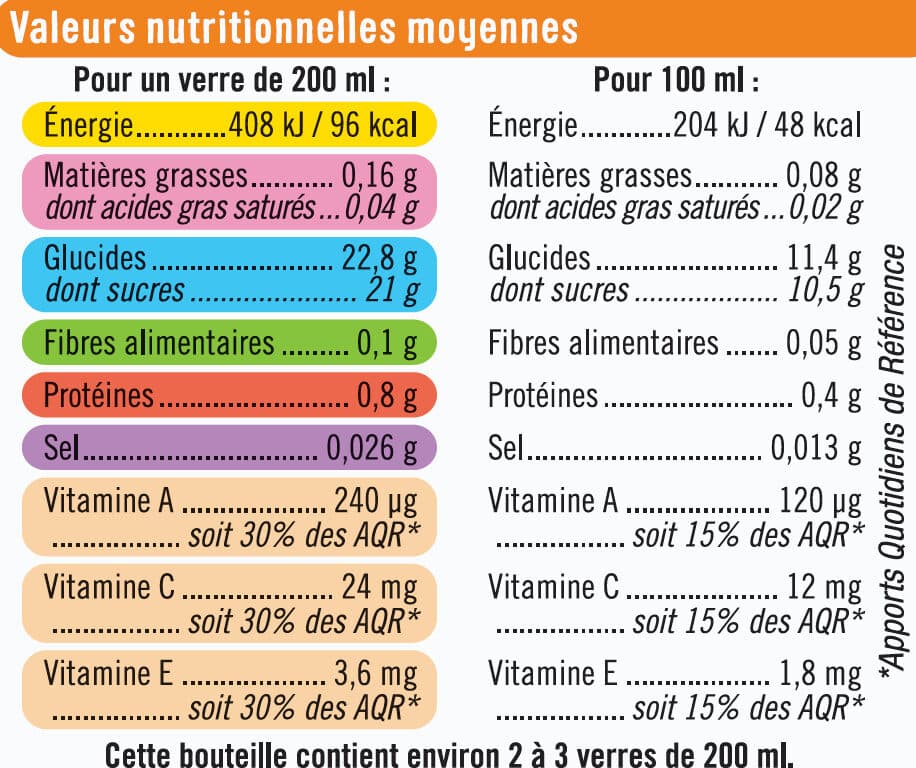 U Jus de fruits et de légumes vitamines A C E flash pasteurisé packshot