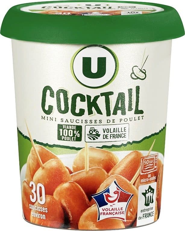 U Saucisse cocktail fumées au poulet, packshot