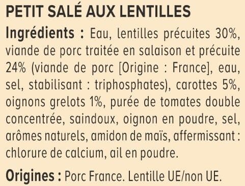 U Petit salé aux lentilles Boîte de 420g packshot