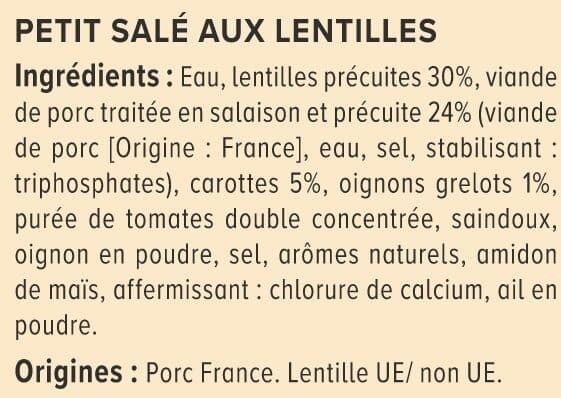 U Petit salé aux lentilles boîte de 840g packshot