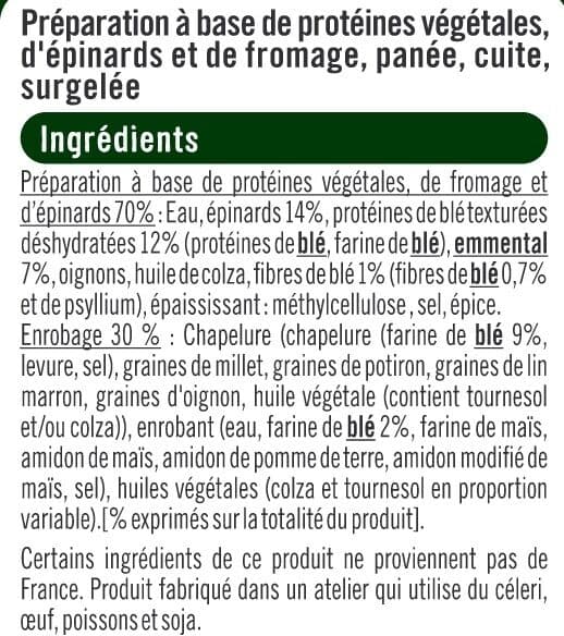 U Pavés panés au blé,épinards et emmental 4x100g packshot