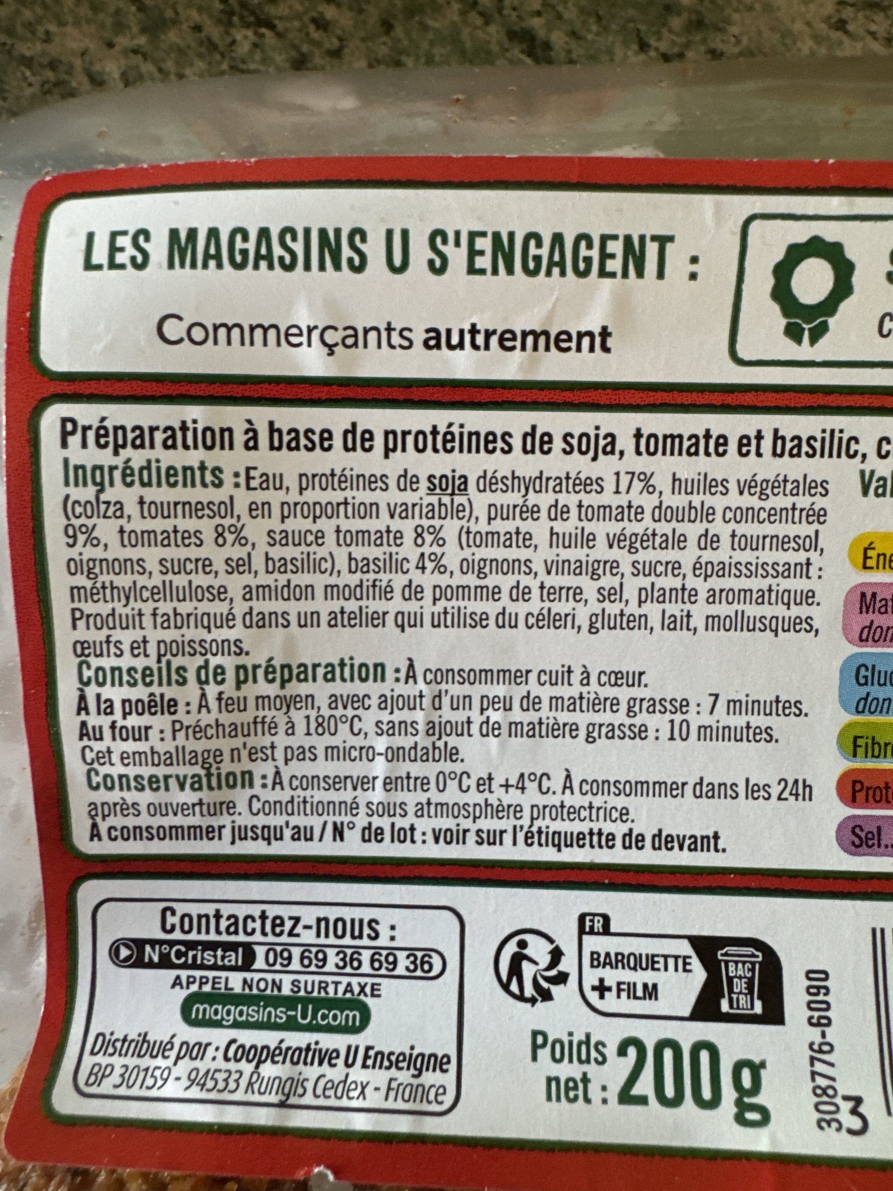 U Boulettes au soja tomate et basilic bon et végétarien - 200g packshot