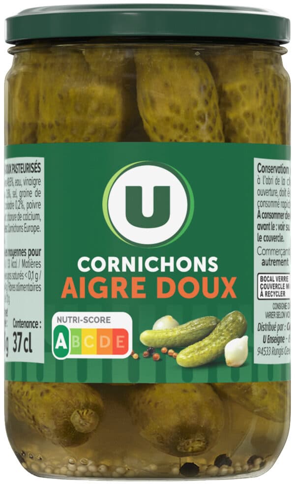 U Cornichons aigres-doux 72cl, 360g packshot