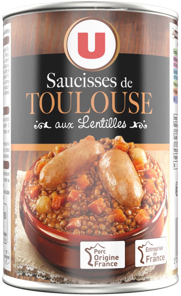 U Saucisses de Toulouse aux lentilles packshot