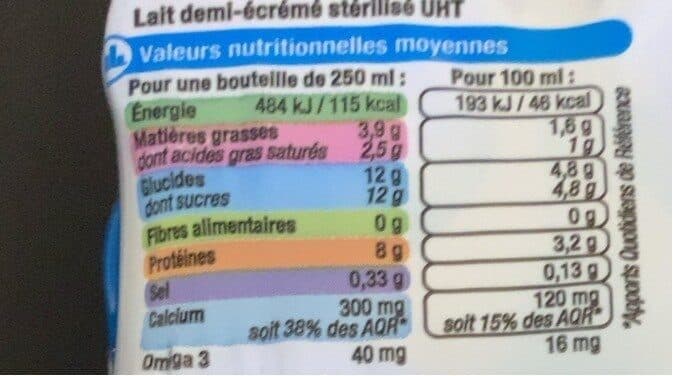 U Lait UHT demi-écrémé Bleu Blanc Coeur - 6 bouteilles de 25cl packshot