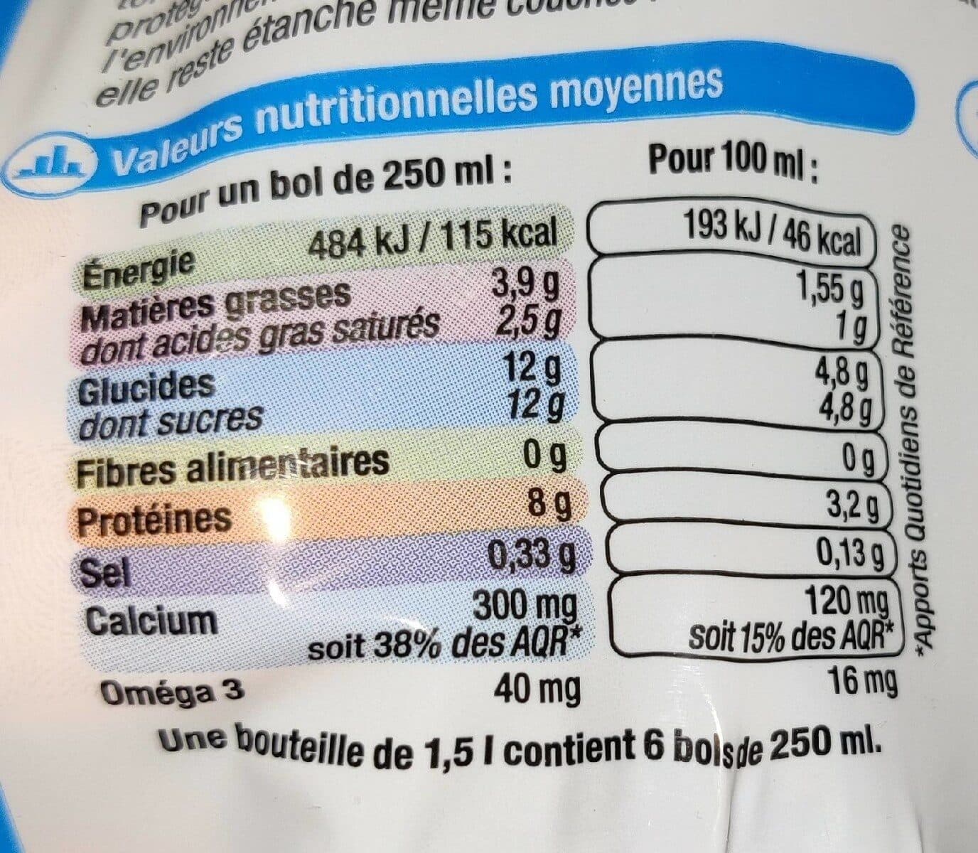 U Lait UHT demi-écrémé Bleu blanc coeur - 6 bouteilles de 1,5L packshot