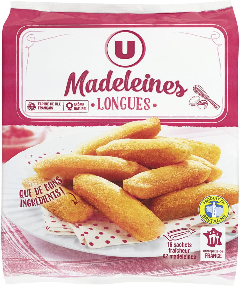U Madeleines longues Nature x16 - 2, 440g packshot