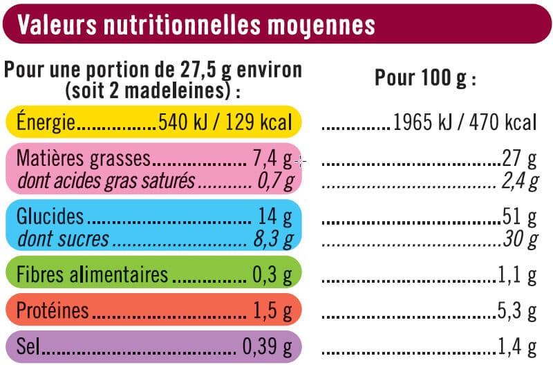 U Madeleines longues Nature x16 - 2, 440g packshot