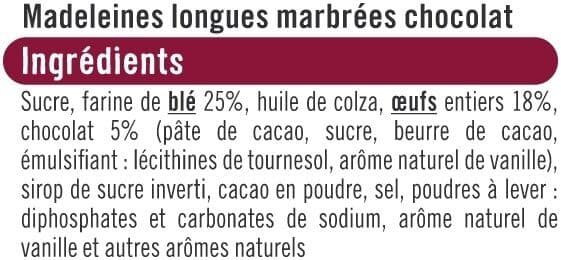 U Madeleines longues marbrées chocolat 250g packshot