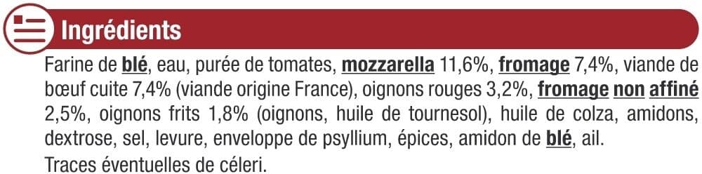 U Pizza crousti fromage bolognaise 470g packshot