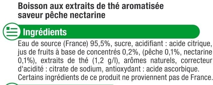 U Boisson aux extraits de thé aromatisée saveur pêche nectarine packshot