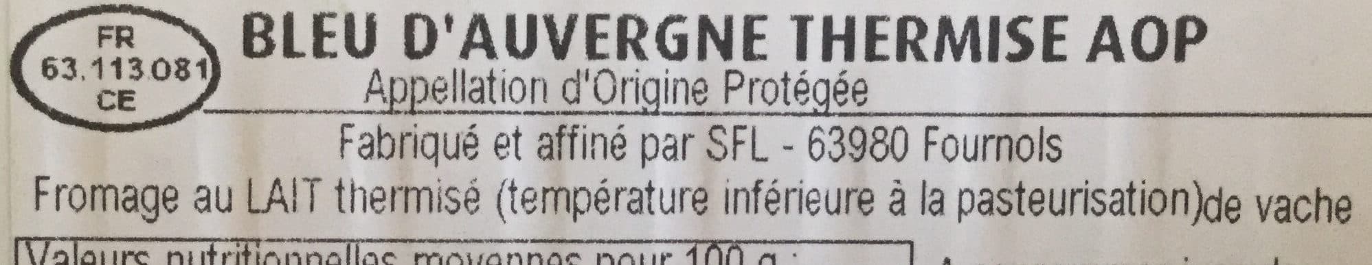 U Bleu d'Auvergne AOP au lait thermisé 20%mg packshot