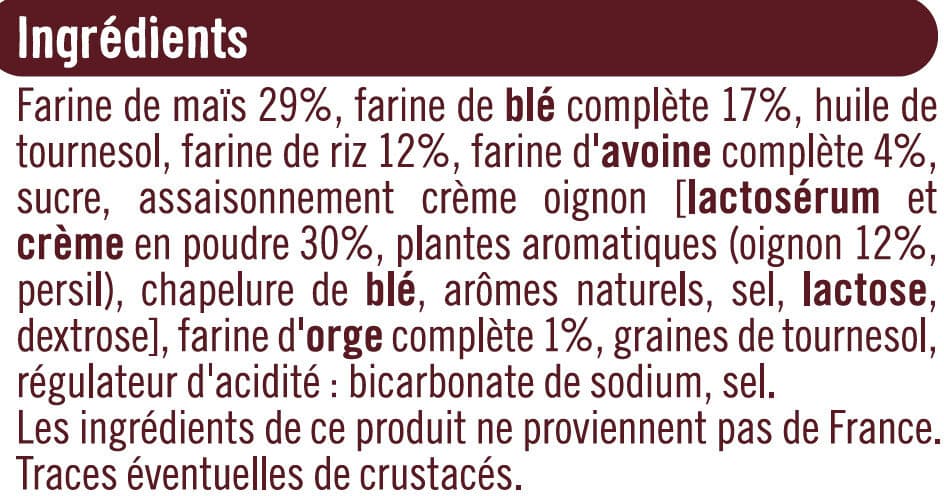 U Snacks multigrains crème oignon packshot