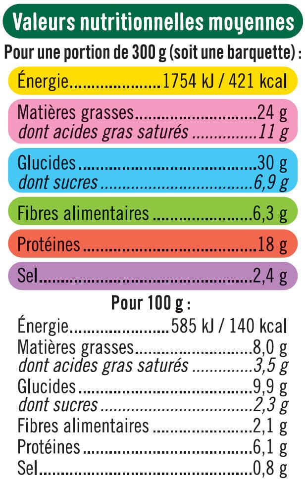 U Hachis végétarien aux légumes cuisinés, protéines de soja, thym et basilic packshot