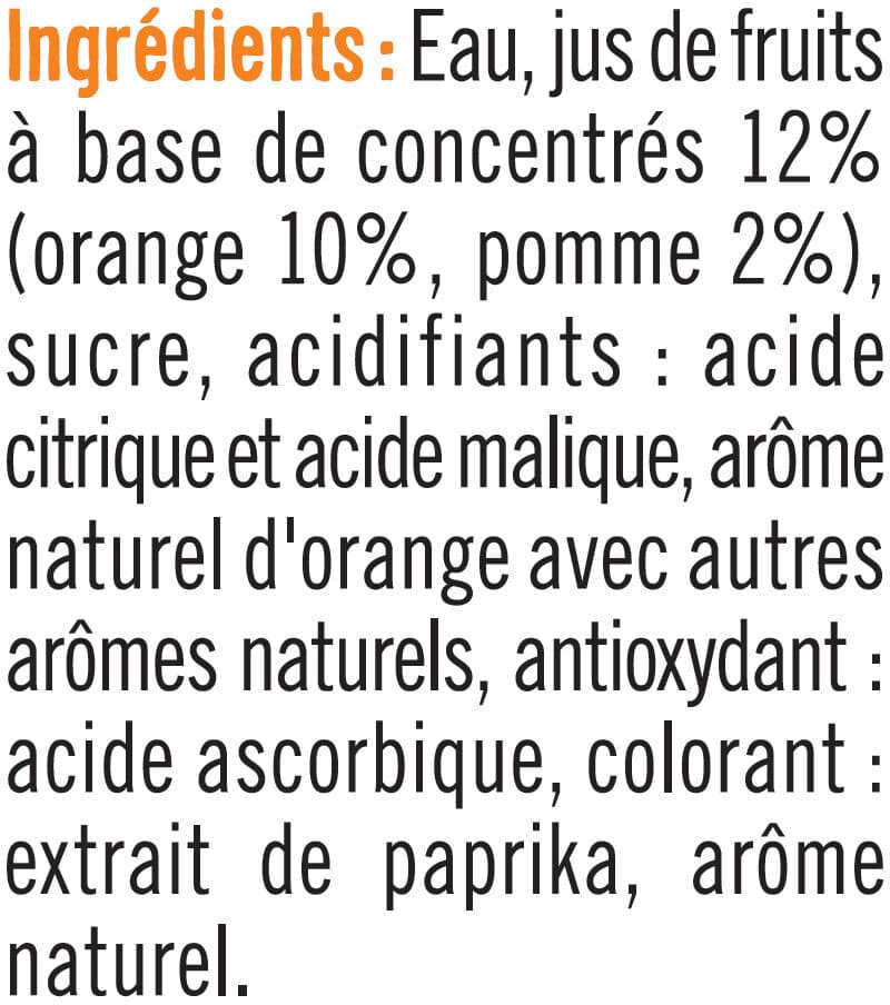 U Boisson aux fruits plate à base de concentrés, aromatisée orange packshot