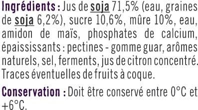 U Dessert végétal au lait de soja sur lit de mûre 4 pots x100g packshot