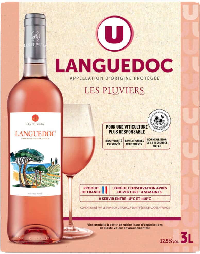 U Vin rosé Languedoc AOP, Vin rosé, Gris Les Pluviers - Fontaine à vin 3L packshot