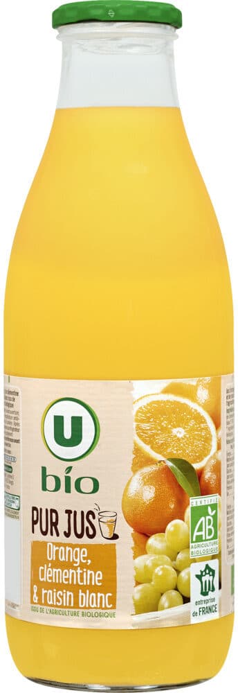 U Pur jus Matin Douceur orange/clémentine/raisin blanc packshot