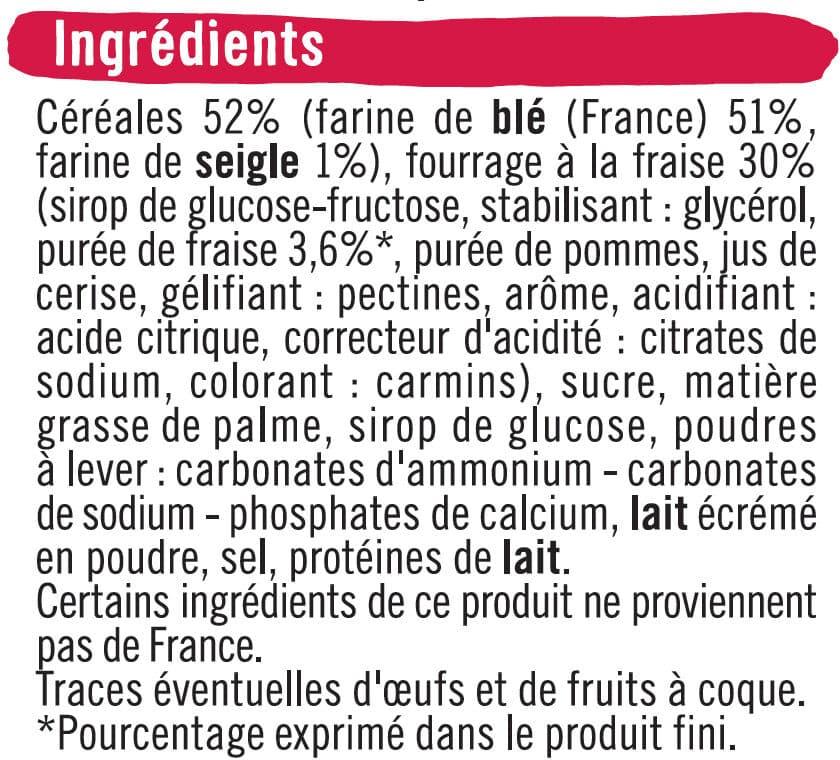 U Biscuits goût fraise , paquet de 295g packshot