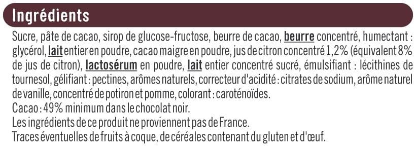 U Chocolat noir fourré citron et ganache - tablette - 125g packshot
