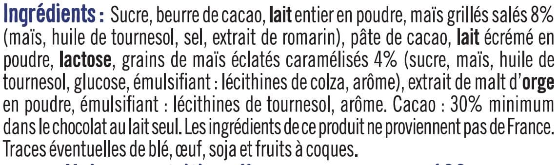 U Chocolat au lait au pop corn packshot