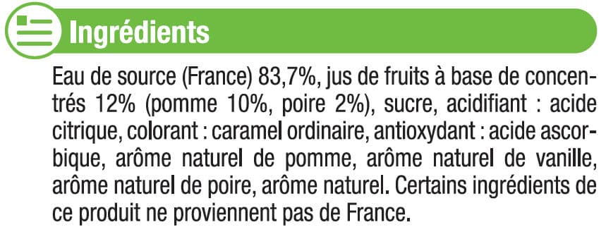 U Boisson aux fruits pomme poire vanille, packshot