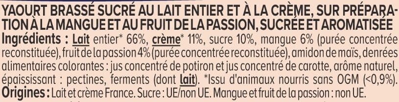 U Yaourt à la grecque sur lit de mangue et passion 4x150g packshot