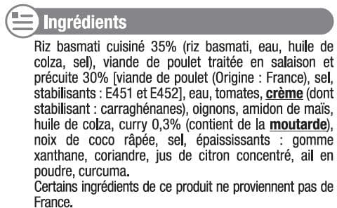 U Emincé de poulet au curry et riz packshot