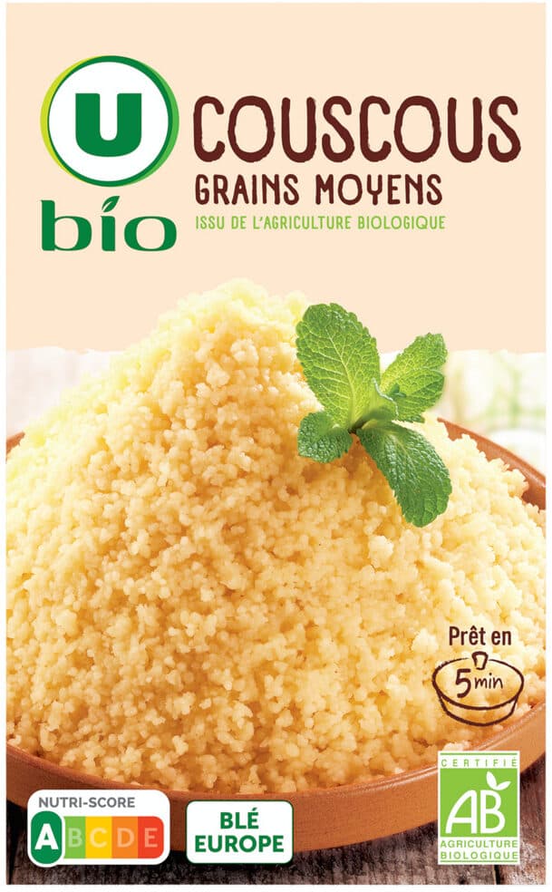 U Couscous grains moyens bio boîte de 500g packshot