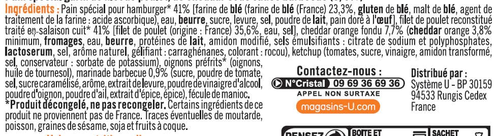 U Burger le Farmer filet de poulet sauce barbecue packshot