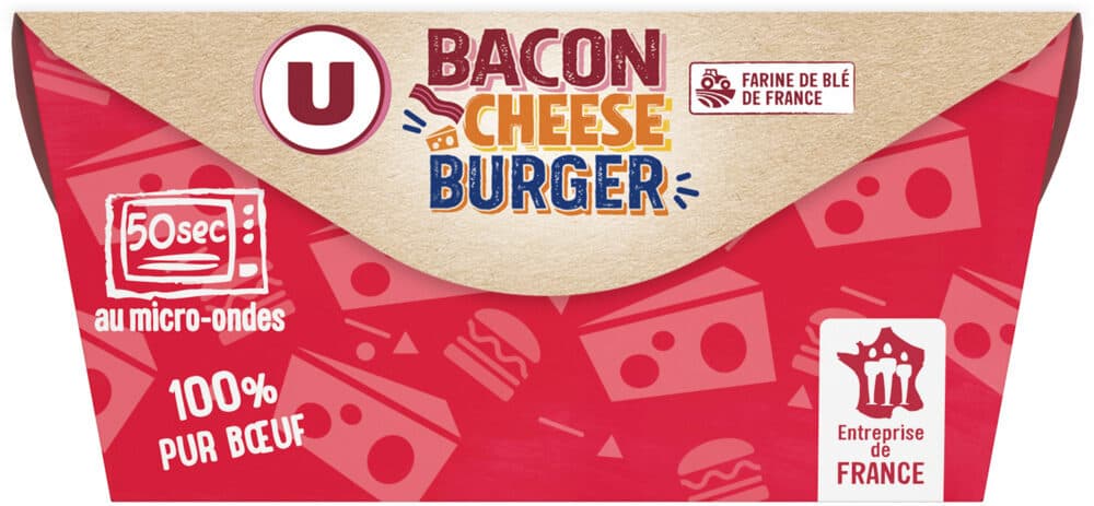 U Bacon cheese burger 155g packshot