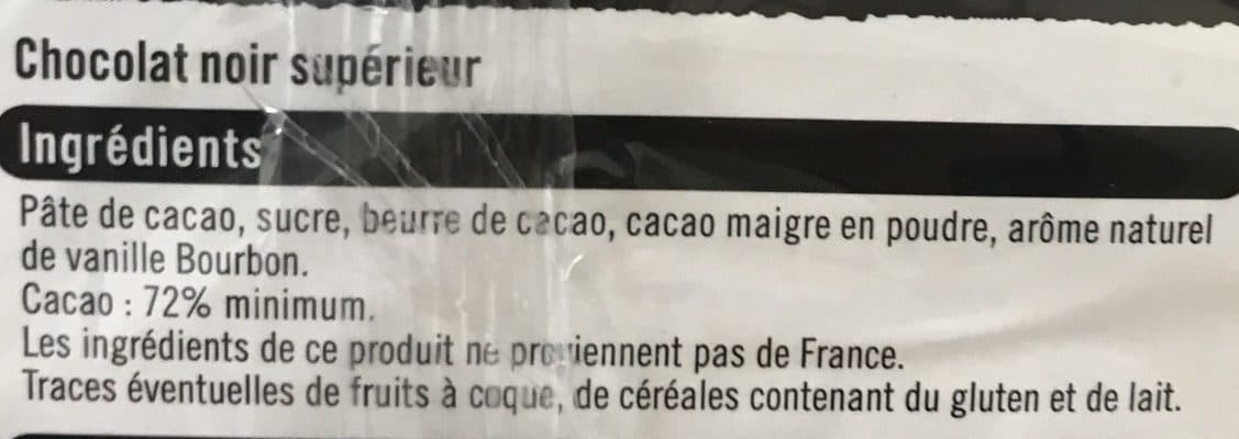 U Chocolat noir dégustation 72% cacao tablette, 2x100g packshot