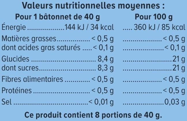 U Bâtonnets glace à l'eau aromatisée Rainbow - x8 - 320g packshot