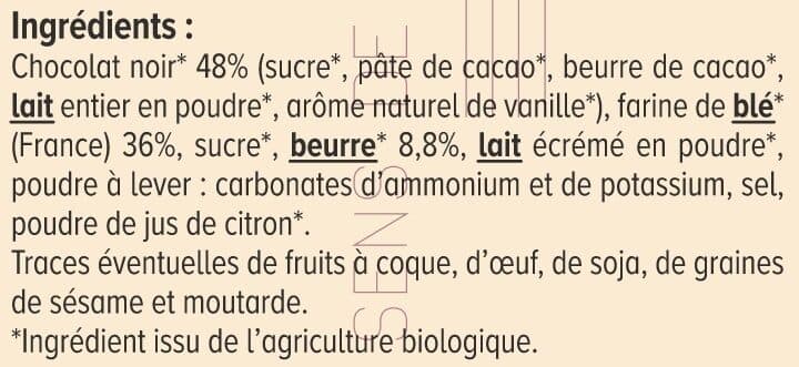 U Tablette petit beurre au chocolat noir bio paquet de 150g packshot