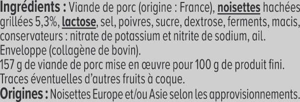 U Mini Saucissons secs aux noisettes Pur Porc - 130g packshot