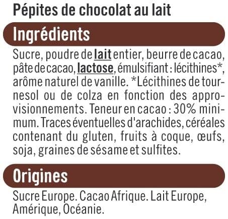 U Pépites de chocolat lait sachet de 100g packshot