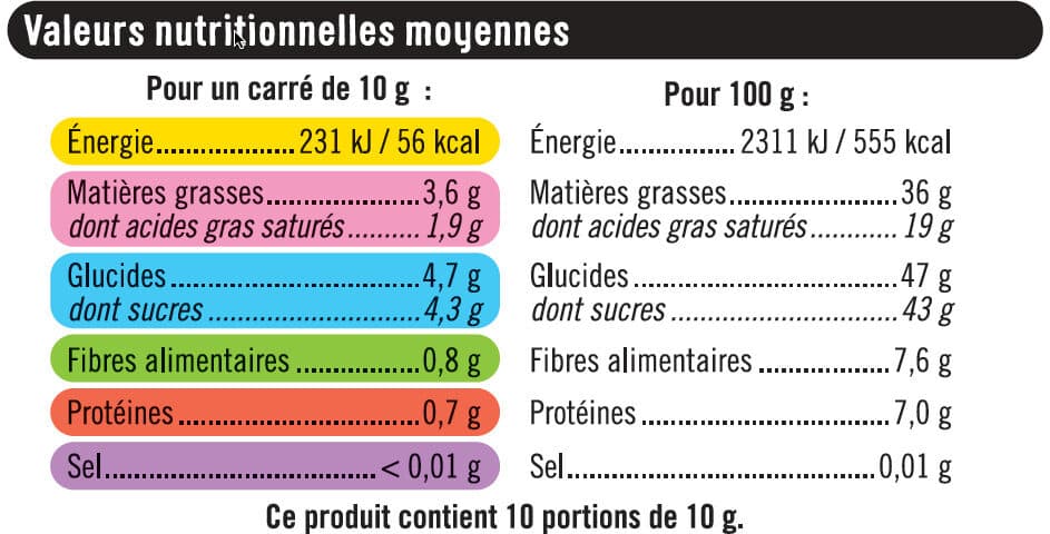 U Tablette de chocolat noir aux éclats de noix de macadamia packshot