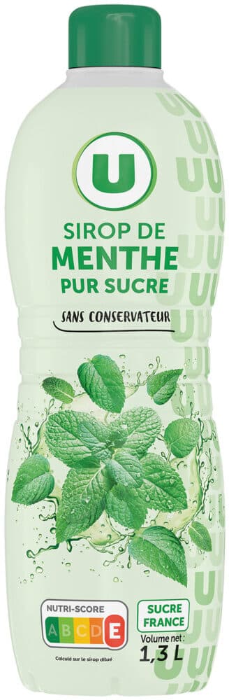 U Sirop de menthe bouteille de 1,3l packshot
