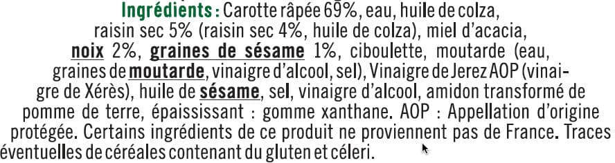 U Carottes râpées, raisins secs, noix et graines de sésame packshot