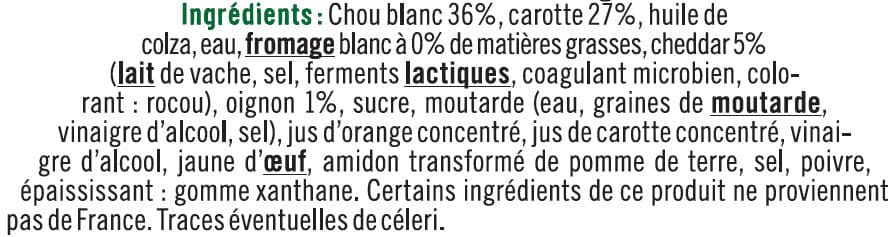 U Coleslaw carottes cheddar et oignons packshot