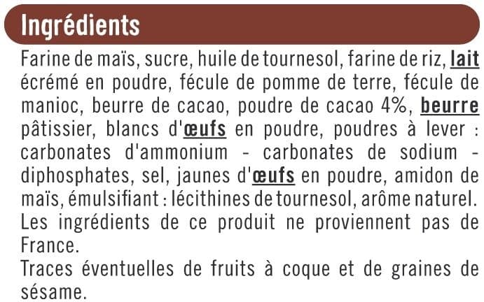 U Goûters fourrés cacao sans gluten 120g packshot